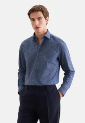 Regular Flanellhemd Druck Blau 44