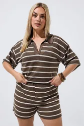 Women's Crochet Stripe Shorts in Chocolate Size: 16 - Chocolate - Size: 16
