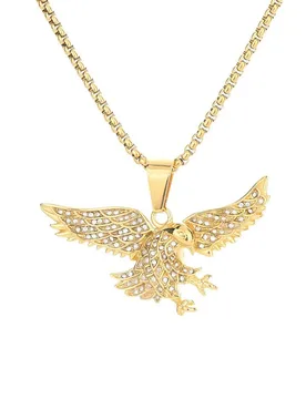 Punk Fashion Iced Out Bling Eagle Hawk Pendant Gold Color Stainless Steel Animal Necklace for Women Men American Jewelry Gift - Aliexpress - FashionsVida