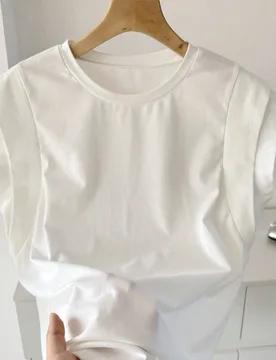 Camiseta de algodón blanca para mujer, casual de verano para uso diario, cuello redondo, doble capa, ancha y sin mangas, top de trabajo para primaver - Shein - FashionsVida