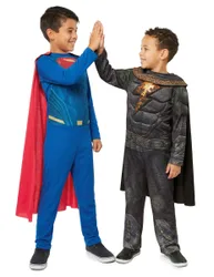 Superman und Black Adam Paarkostüm für Kinder