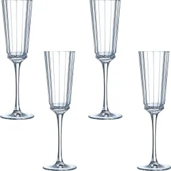 Juego de 4 copas de champán de cristal Macassar Cristal d'Arques