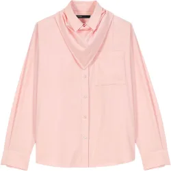 Camisa de mujer recta con pañuelo desmontable