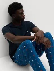 Pure Cotton Nautical Print Pyjama Set Navy Mix male