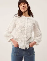 Pure Cotton Embroidered Blouse White female