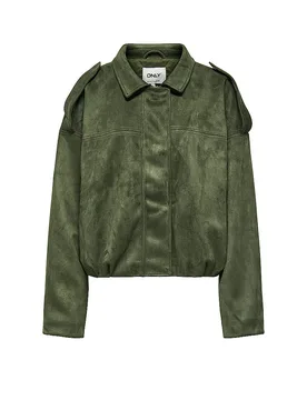 Chaqueta efecto piel ONLAMBER verde oscuro S - Only - FashionsVida