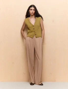 Chaleco de punto liso de mujer - Easy Wear - FashionsVida
