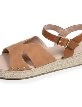 Sandales semelle plateforme corde Camel camel 40 - Isotoner - FashionsVida