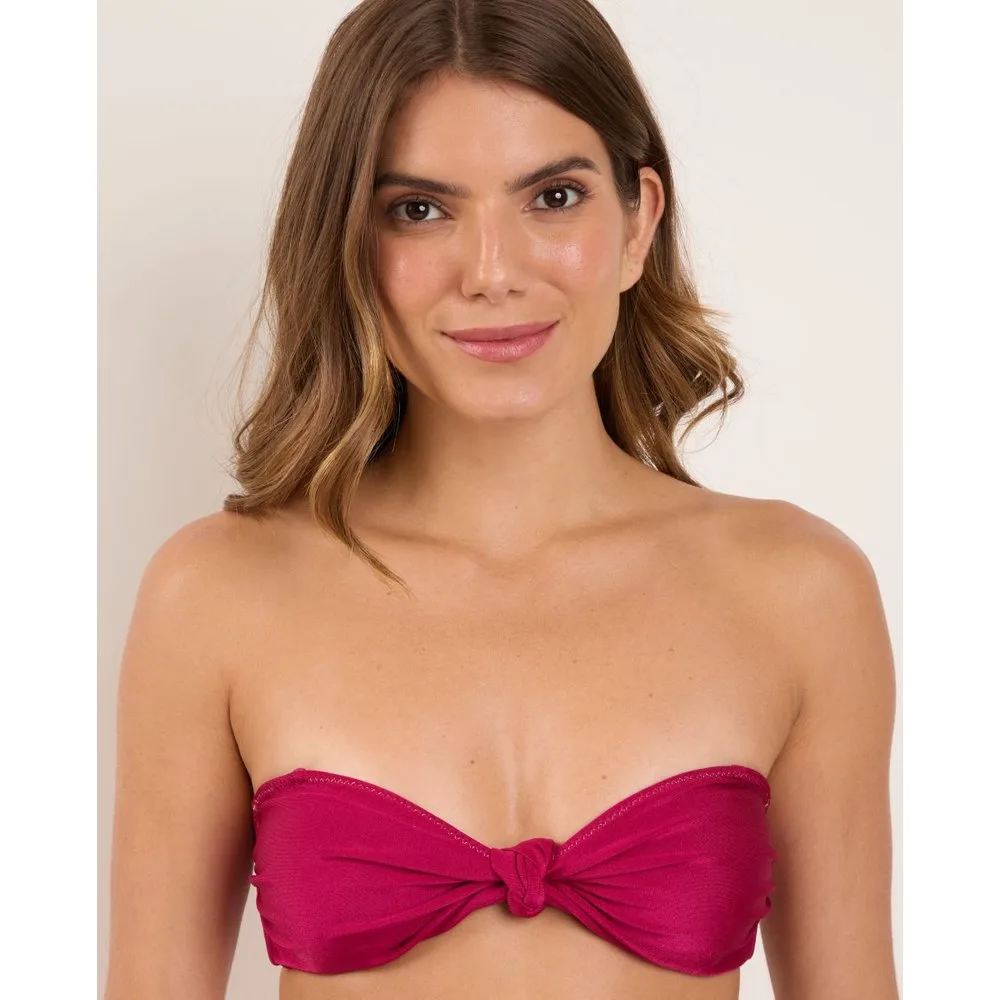 Top de bikini bandeau liso con relleno - Río de Sol - FashionsVida
