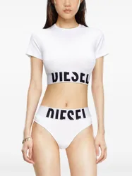 T-shirt banda logo donna bianco