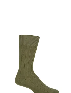 Mens 1 Pair Lhasa Rib Cashmere Blend Casual Socks Green 5.5-8 Mens - Green - Size: 5.5-8 Mens - Falke - FashionsVida