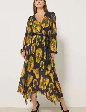 Women's Floral Mesh Pleated Maxi Dress in Black Size: 10 - Black - Size: 10 - Star by Julien Macdonald - FashionsVida