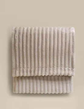 M&S Fleece Ribbed Throw Neutral - M&S - FashionsVida