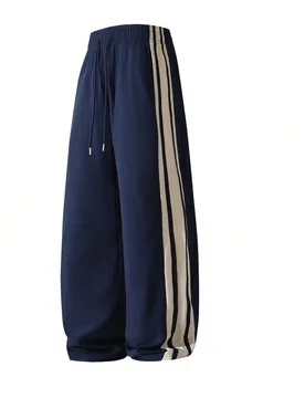 Pantalones de chándal casuales de pierna ancha y cintura alta para hombre, pantalones casuales de estilo callejero americano, adecuados para uso diar - Shein - FashionsVida