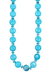 Natural Stabilized Blue Turquoise Sweater Costume Jewelry Necklace - Fashion Accessory for Women