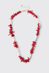 Herren Perlenkette Mit Muscheln Und Perlen Red
