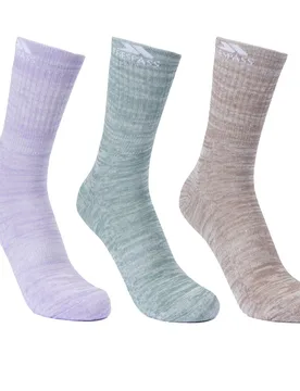 Womens/ladies Helvellyn Trekking Socks (Pack Of 3) (Spruce Green/oatmeal/gelsomino Melange) - Size Uk 6-9 - Trespass - FashionsVida
