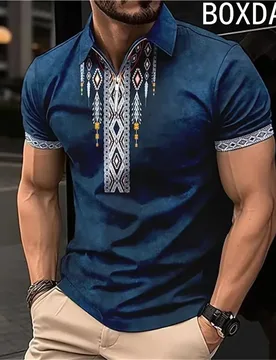 Vintage Tribal Style Polo Shirt Man Lapel Short Sleeve With Zipper Shirt Big Size 6XL Men's Casual Loose Sport Pullover Tops - Aliexpress - FashionsVida