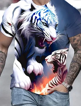 Funny Tiger Print T Shirt For Men Fashion 3D Animal Pattern Oversized T-shirts Casual O-neck Short Sleeve Tops Hip Hop Clothing - Aliexpress - FashionsVida