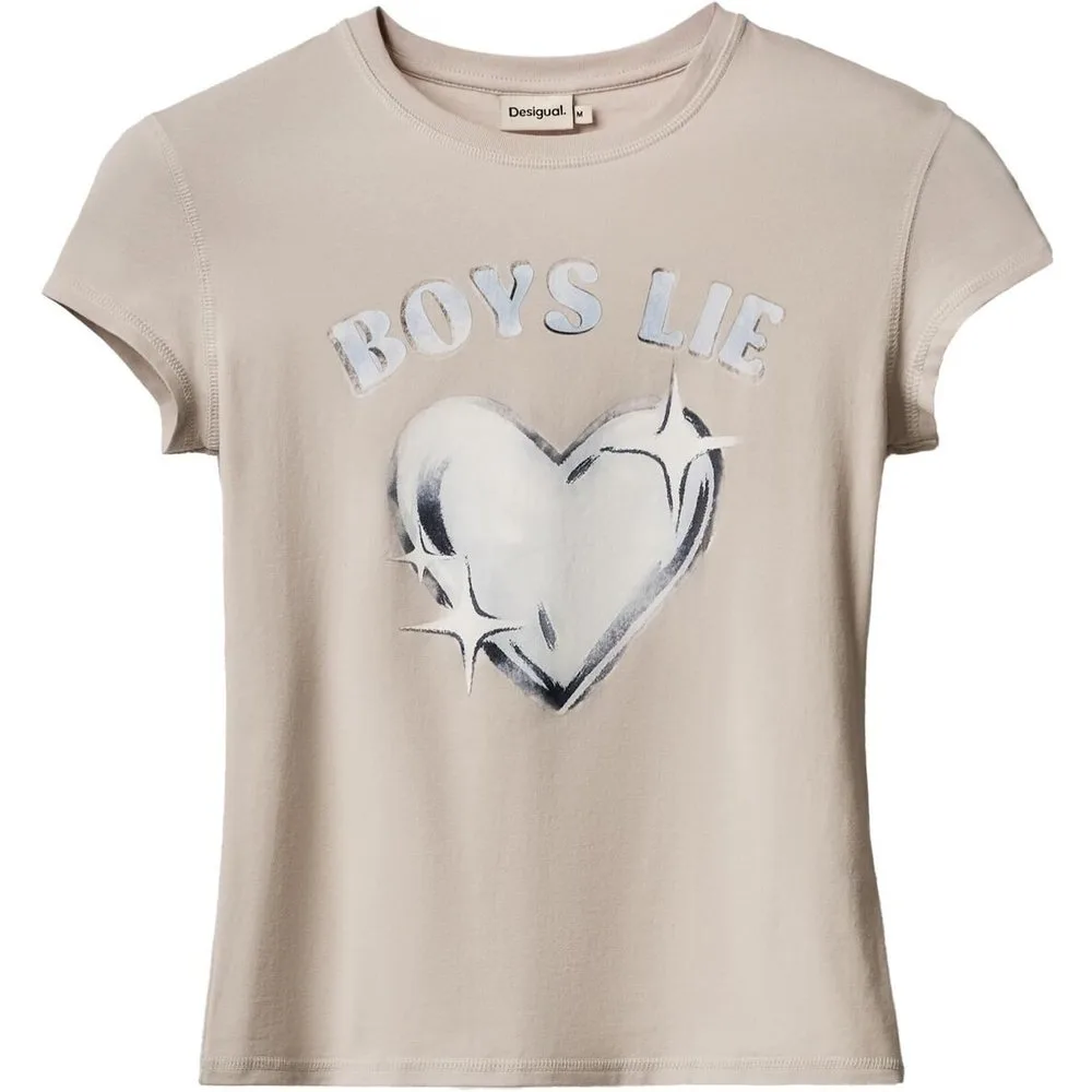 Camiseta de mujer ajustada corazón - Desigual - FashionsVida
