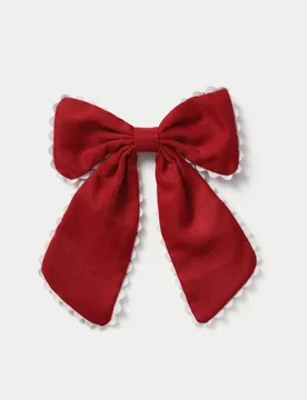Back To School Red Scallop Edge Bow Red Female - M&S - FashionsVida