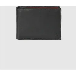 Cartera monedero de hombre tipo americano en piel bicolor negra y azul