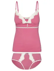 Rockabilly Wäsche-Set - Pink Princess Set - L - für Damen - Größe L - rot/weiß - Frauen - female