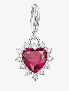 Women's As We Love Silver Ruby Cubic Zirconia Heart Dropper Charm 2204-013-10 - Silver - Size: One Size - Thomas sabo - FashionsVida