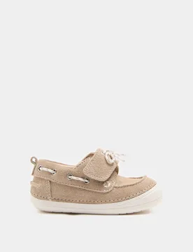 Kids' First Walker Suede Boat Shoes (2 Small-5 Small) Mink male - M&S - FashionsVida