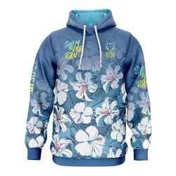 Swim Bike Run Flower Hoodie Multicolour 2XL Men,Women