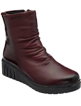 Women's 'Adlee' Leather Wedge Ankle Boots in Burgundy Size: 4 - Burgundy - Size: 4 - Lotus - FashionsVida