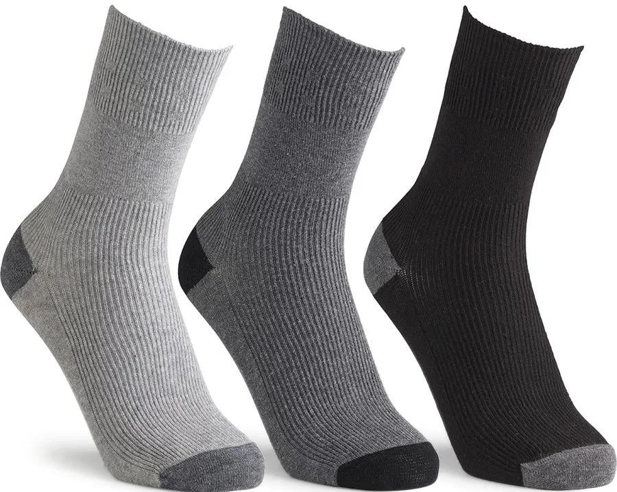 Extra Roomy Cotton‑rich Softhold® Seam‑free Contrast Heel & Toe Socks - Mixed Greys - Size: S - Cosyfeet - FashionsVida