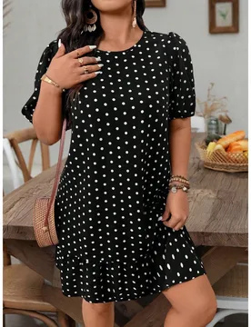 Vestido informal con estampado de lunares, diseño clásico, minimalista y de moda, adecuado para usar a diario 2XL - Shein - FashionsVida