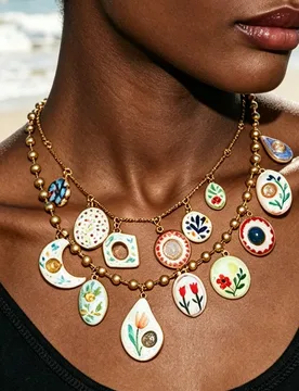 Bohemian Enamel Floral Charm Necklace for Women Multicolor Hand-Painted Pendant Choker Statement Jewelry Neck Accessories - Aliexpress - FashionsVida