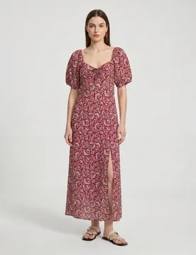 Vestido largo de manga abullonada - Vero Moda - FashionsVida