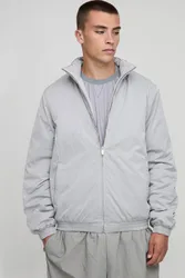 Herren Regular Fit Bomberjacke mit Stehkragen aus Nylon mit Mono-Wattierung Grey Größe XL