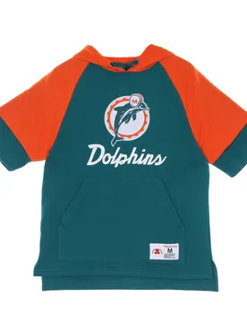 Felpa Cappuccio Manica Corta Uomo Nfl Fleece Hoodie Miadol Blue - Mitchell & Ness - FashionsVida