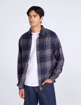 Cove Mens Flannel Shirt - Navy - Navy - Size: 3XL - Animal - FashionsVida