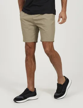 Mens Taupe Textured Seersucker Drawcord Shorts - Size Small - Brave soul - FashionsVida