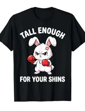 Rabbit Boxing Tall Enough for Your Shins Funny Bunny T-shirt For Men Women 100% Cotton T Shirts Short Sleeve Tops 0410-3 - Aliexpress - FashionsVida