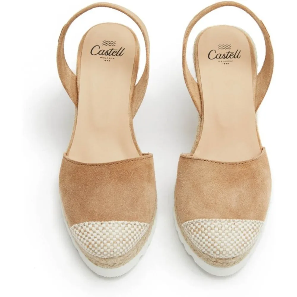 Sandalias de mujer de ante y esparto - CASTELL MENORCA - FashionsVida