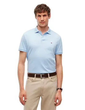 Polo A Maniche Corte Liqui Seasonal Sky Blue With Aop M - Tommy hilfiger - FashionsVida