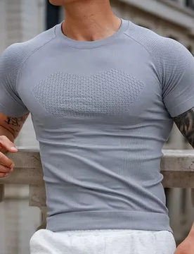 Men's Sports Short-sleeved Running T-shirt Fitness Tight Outdoor High Elastic Breathable Perspiration Quick Drying Clothes - Aliexpress - FashionsVida