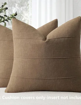 Pieza (sin relleno de almohada) Funda de almohada decorativa de lino, funda de cojín a rayas hecha a mano, adecuada para decoración de cama y sofá, - Shein - FashionsVida