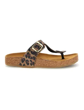 Infradito marrone animalier sottopiede in vera pelle 335A2177SR 39 - PITTARELLO TIERRA - FashionsVida