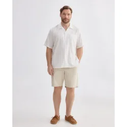 Camisa de manga corta de hombre tallas grandes cuello bowling