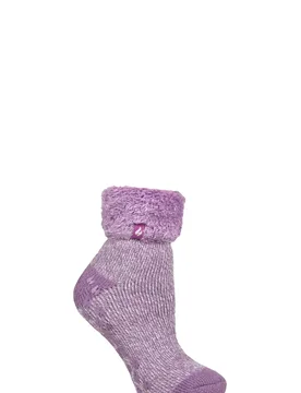 Women's 1 Pair Lounge Feather Turn Over Cuff Socks Queenstown Dark Lilac 4-8 - Purple - Size: Small - Heat Holders - FashionsVida