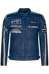 Mens Racing Biker Jacket-Portland - Blue - Size X-Small