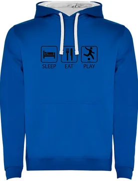 Sweat à Capuche Sleep Eat And Play Football Two-colour Royal Blue / White XL - Kruskis - FashionsVida