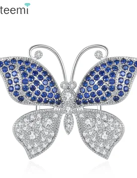 LUOTEEMI New Charm Design Luxury Blue Pink CZ Micro Pave Big Butterfly Brooch For Women Girl Wedding Accessory Christmas Gifts - Aliexpress - FashionsVida